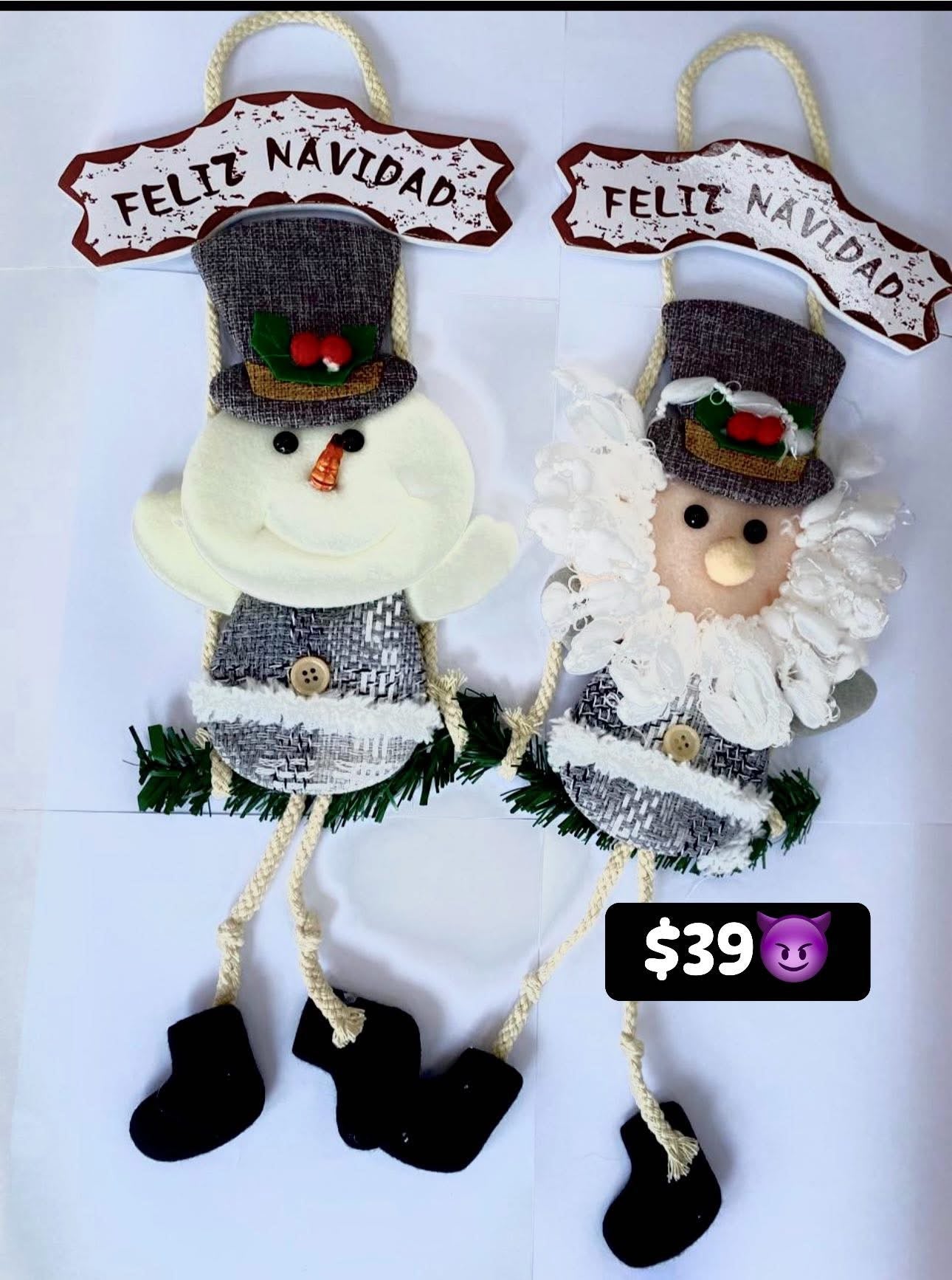 Colgante navideño gris con letrero