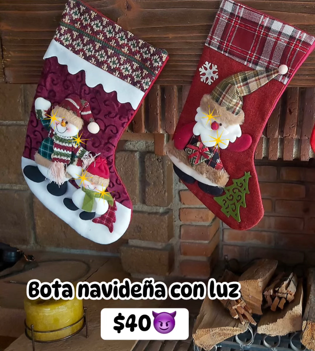 Bota navideña con luz