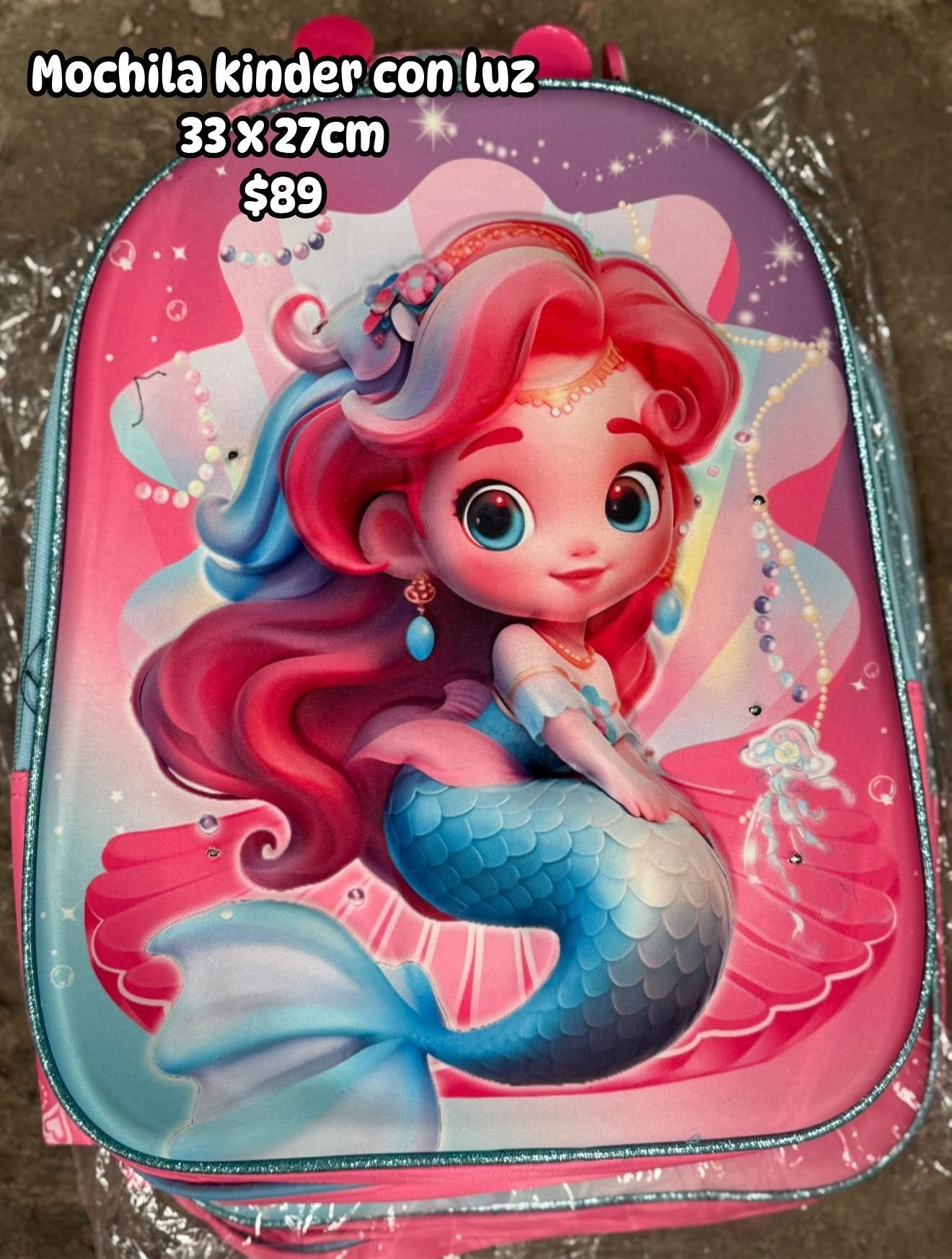 Mochila kinder 33x27cm sirena