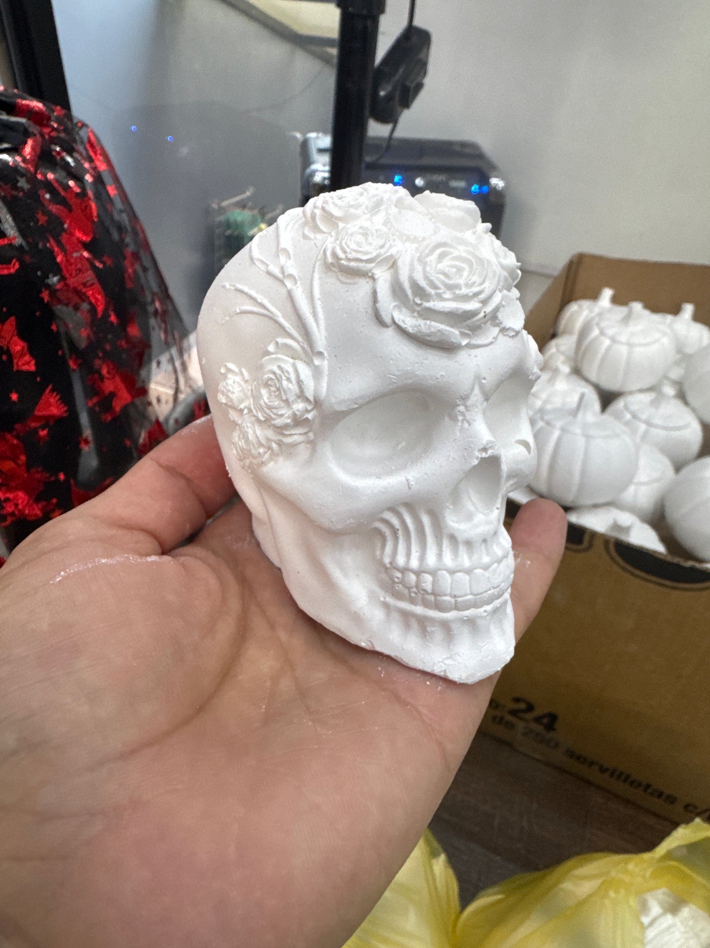 Craneo flores yeso