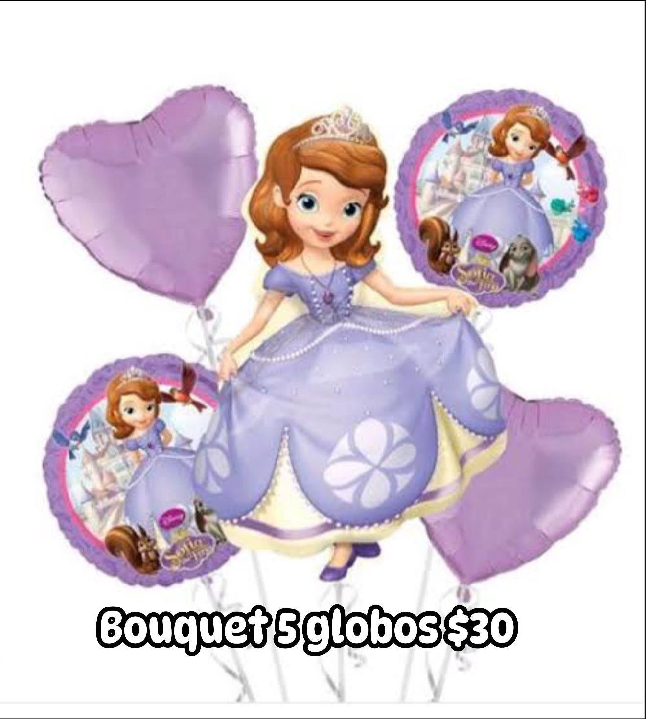 Bouquet 5 globos primcesa sofia