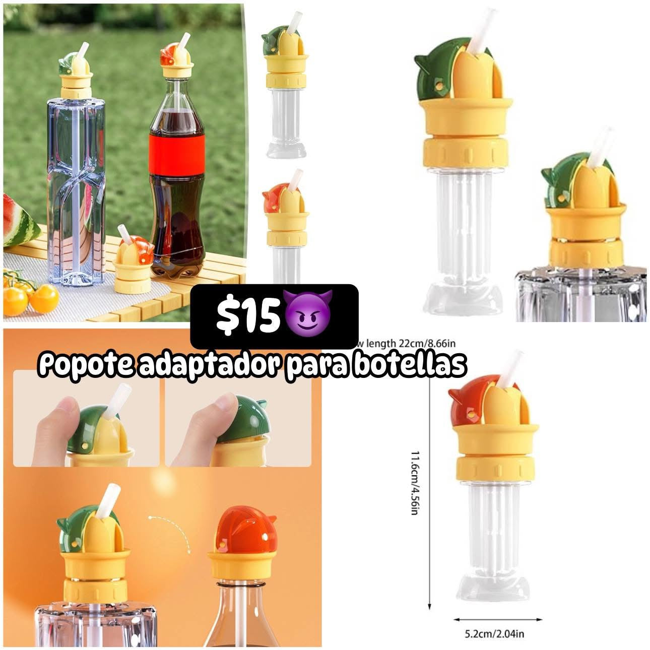 Popote adaptador para botella