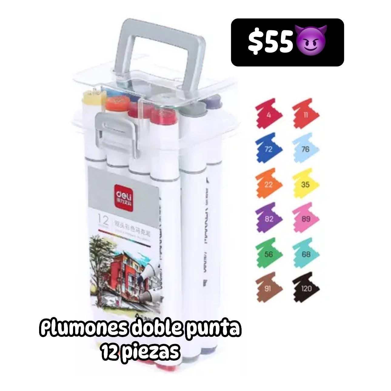 Plumon doble punta 12 piezas