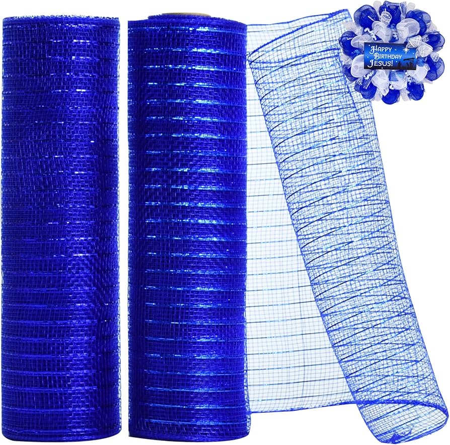 MALLA FLORAL AZUL METALICO