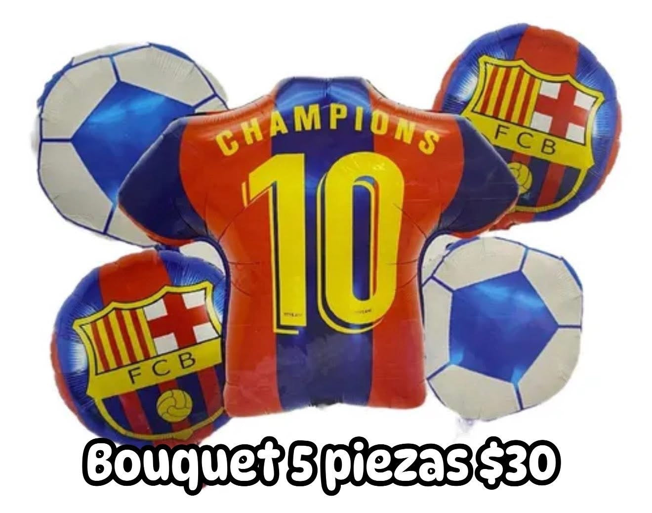 Bouquet 5 globos BARCELONA FUTBOL