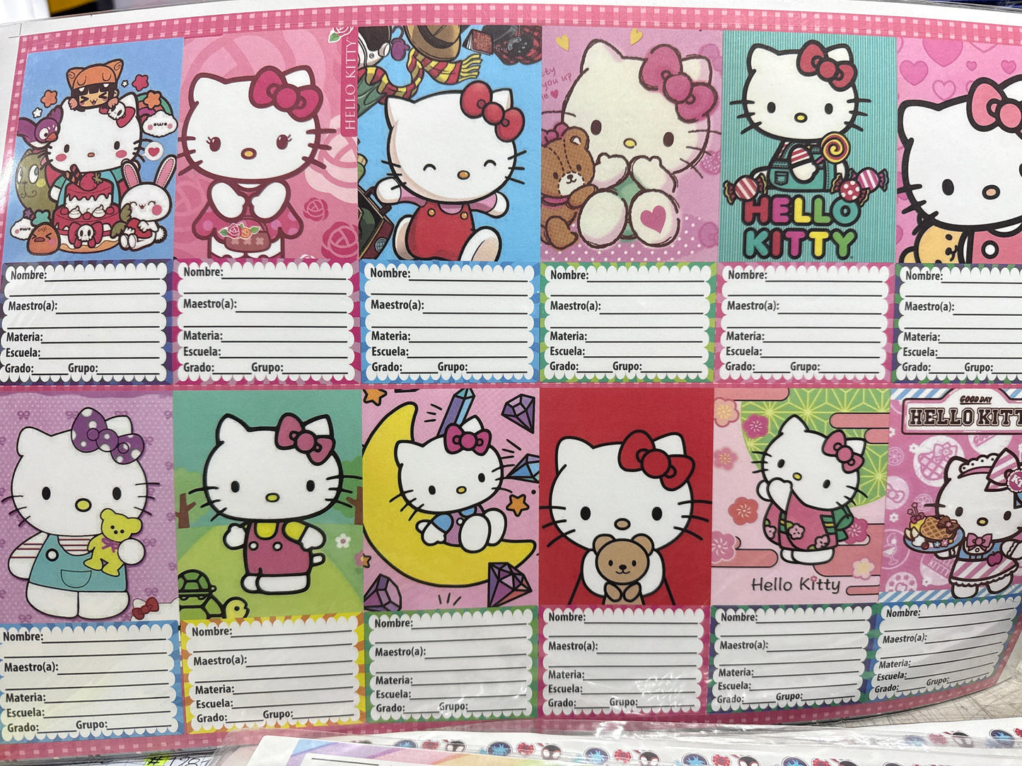 Plantilla etiqueta datos escolares HELLO KITTY