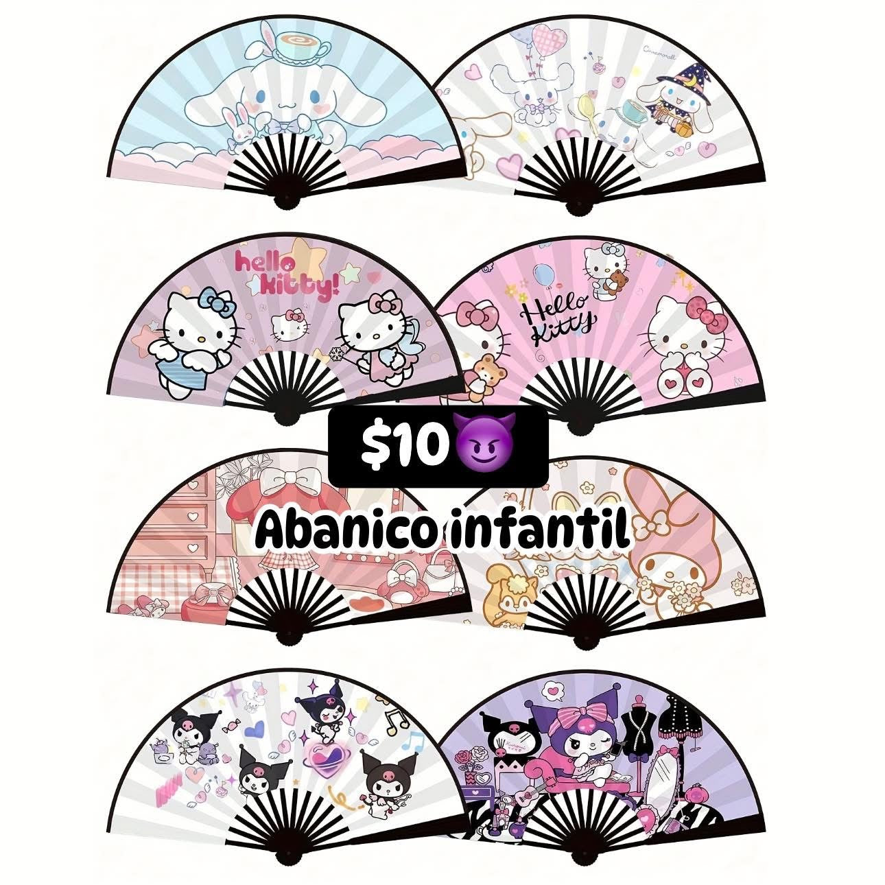 Abanico infantil kuromi kitty