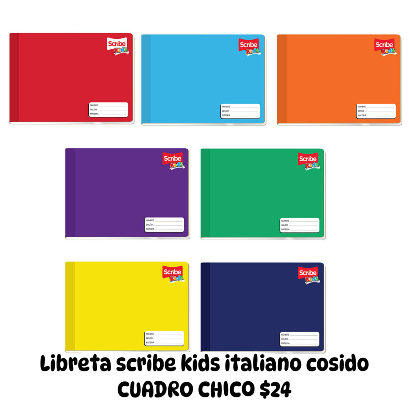 Libreta scribe kids italiano cosido CUADRO CHICO