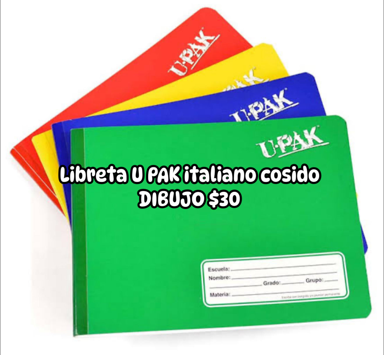 Libreta U PAK italiano cosido DIBUJO $30