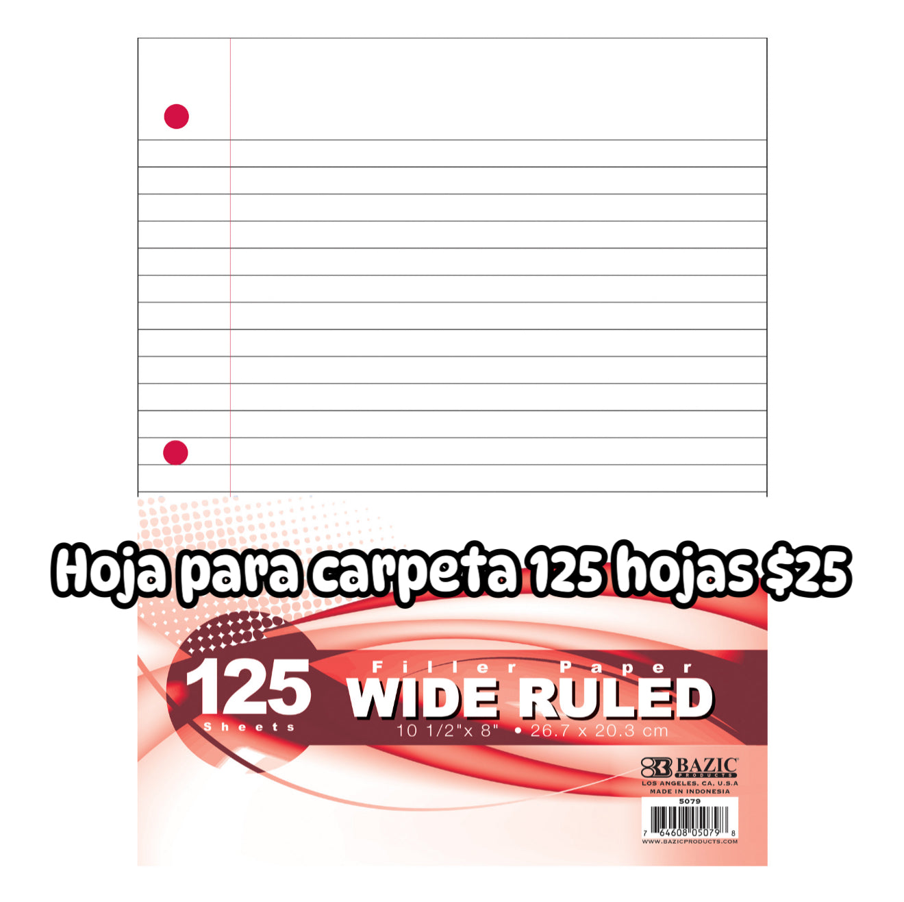Hoja para carpeta 125 hojas