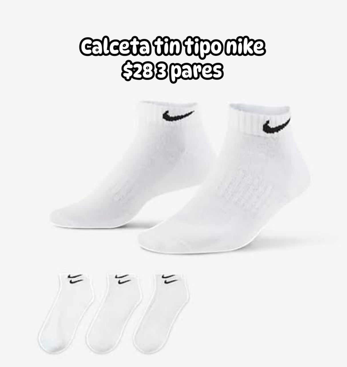 Calceta tin tipo nike 3 pares talla 9 a 12