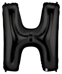 Globo Letra H negro 16 pulgadas 38cm