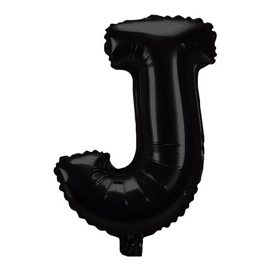 Globo Letra J negro 16 pulgadas 38cm