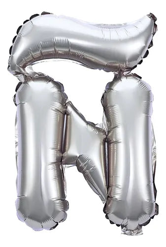 Globo Letra Ñ plateada 16 pulgadas 41cm