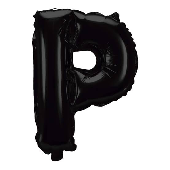Globo Letra P negro 16 pulgadas 38 cm