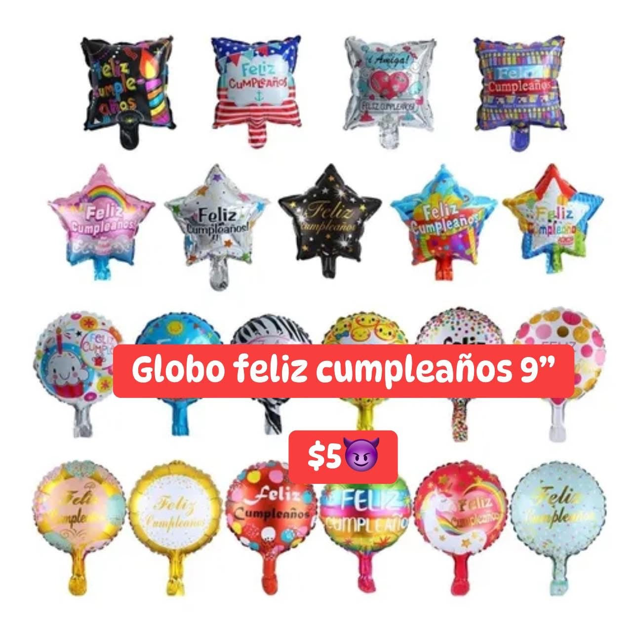 Globo feliz cumpleaños 9 pulgadas