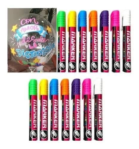 Plumón para vidrio/globo 7 piezas