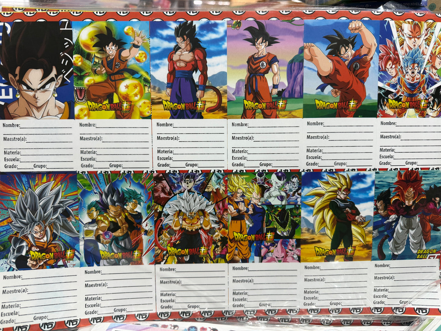 Plantilla etiqueta datos escolares Dragon ball