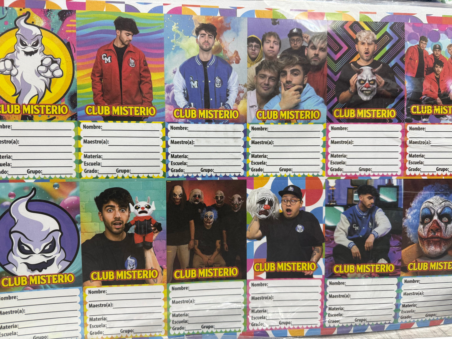 Plantilla etiqueta datos escolares Club misterioso