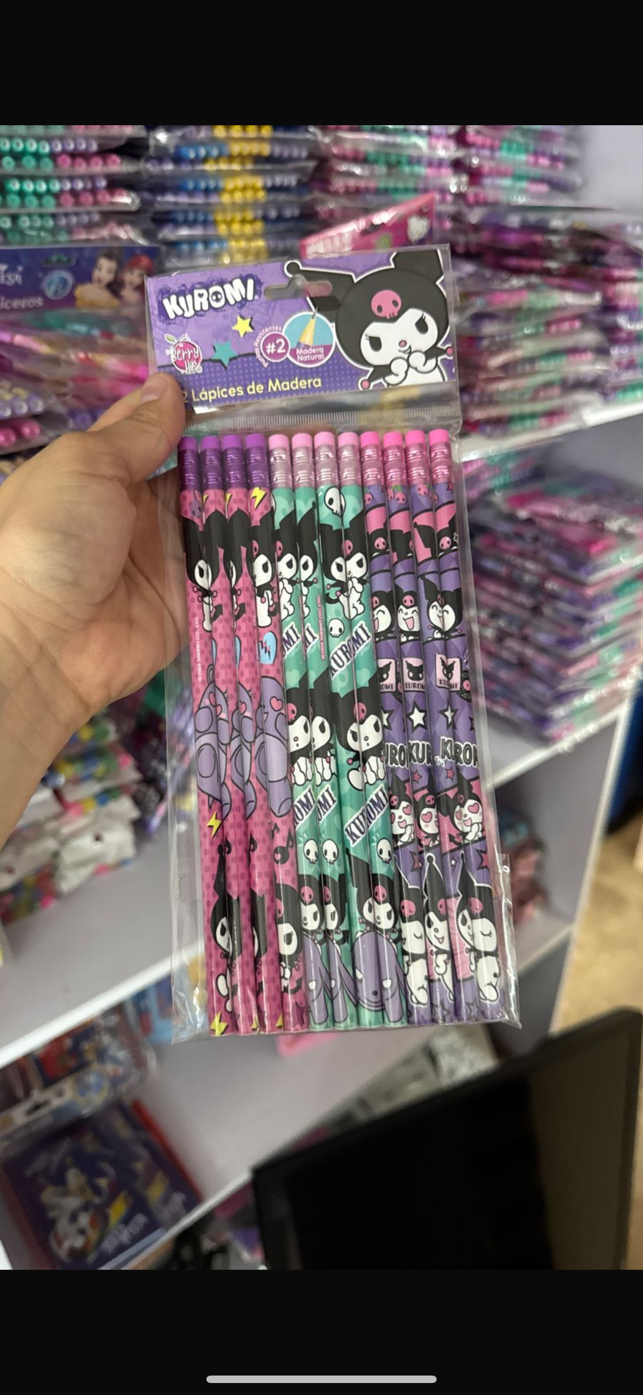 Lápiz madera 12 piezas kuromi