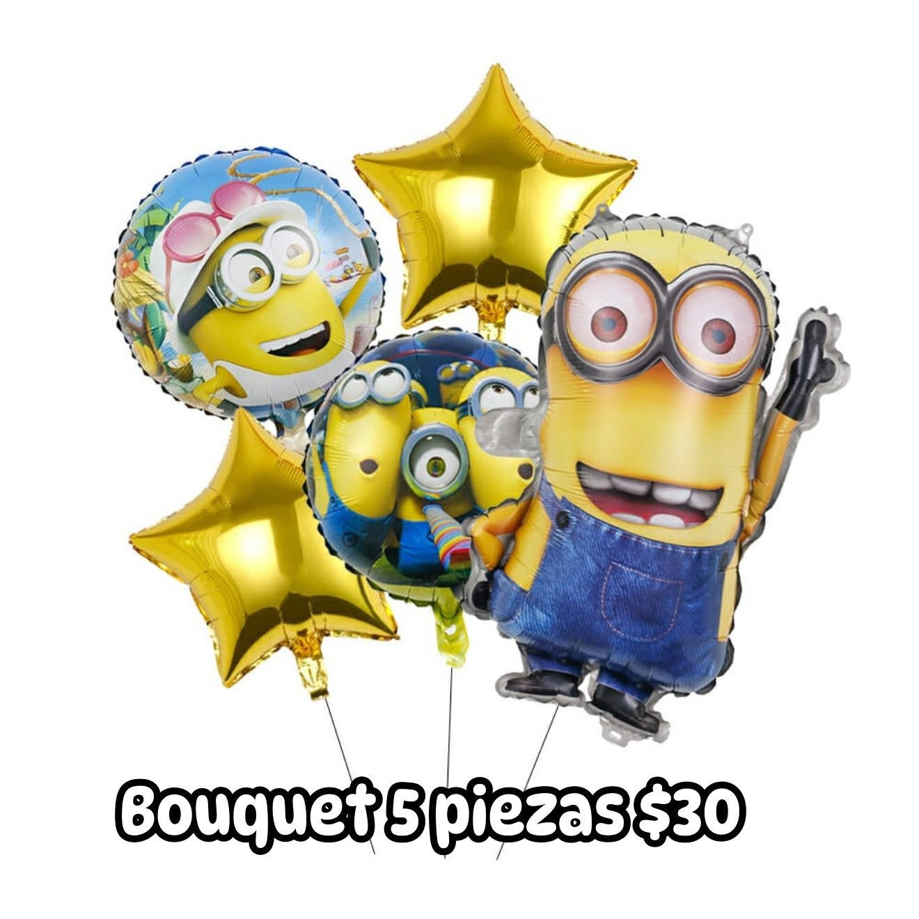 Bouquet 5 globos Minions modelo 2