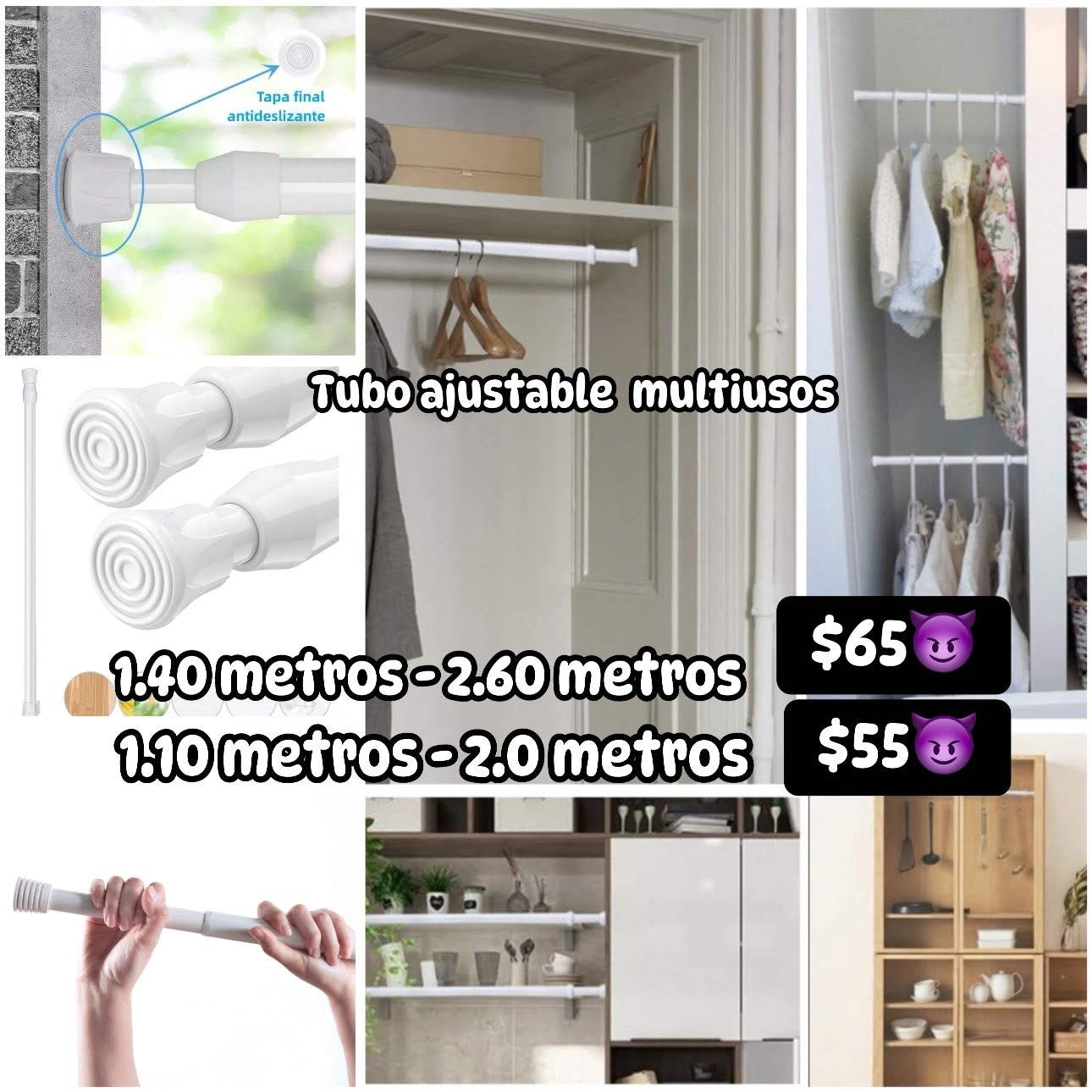 Tubo ajustable multiusos 1.10 a 2.0