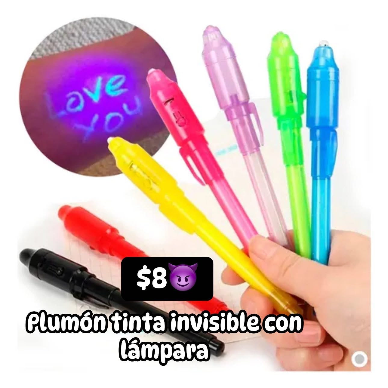 Plumón invisible con luz