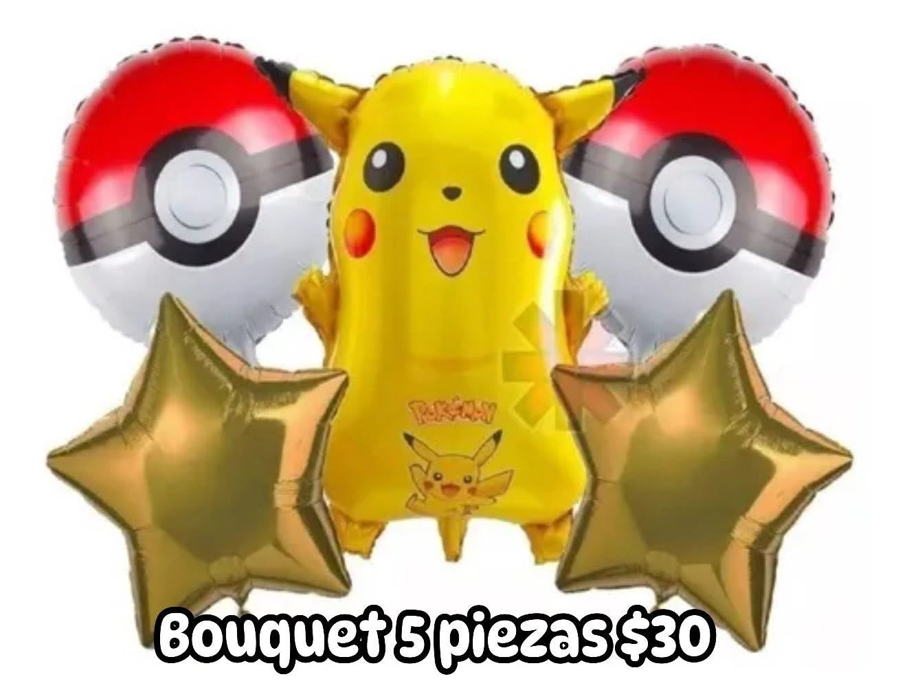 Bouquet 5 globos Picachu pokemon