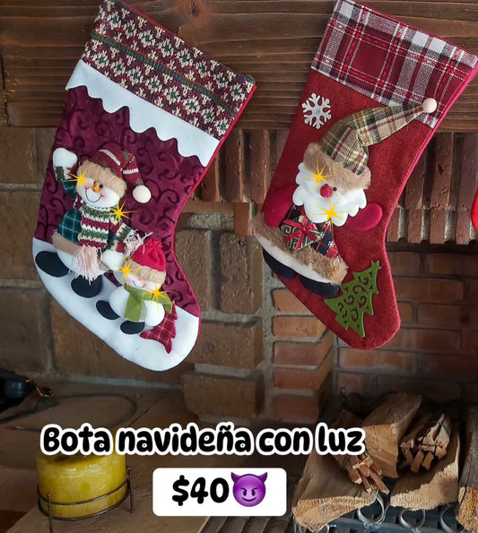 Bota navideña con luz