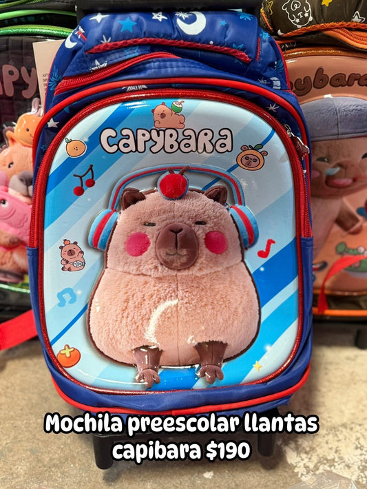 Mochila capibara llanta audifonos
