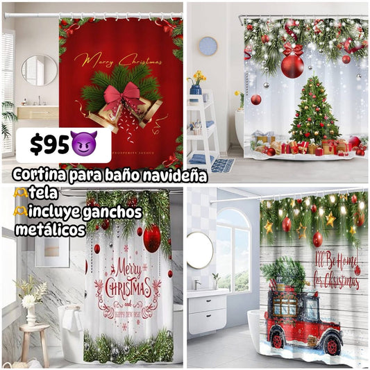 Cortina de baño navideña