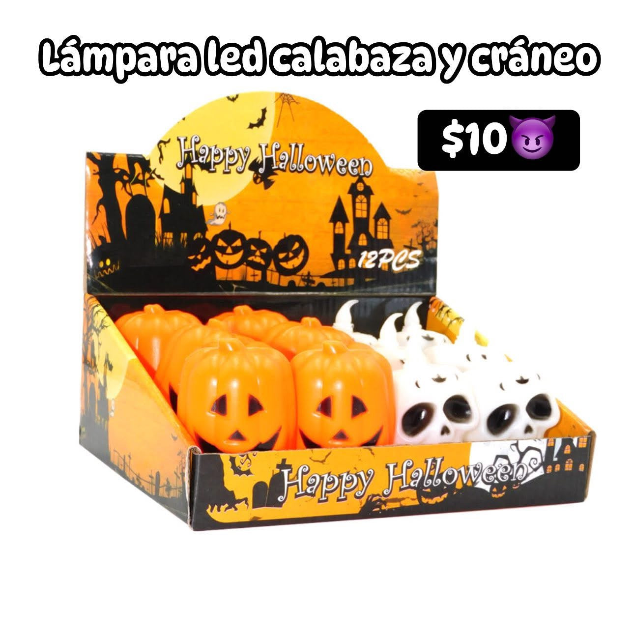 Lampara led calabaza y craneo