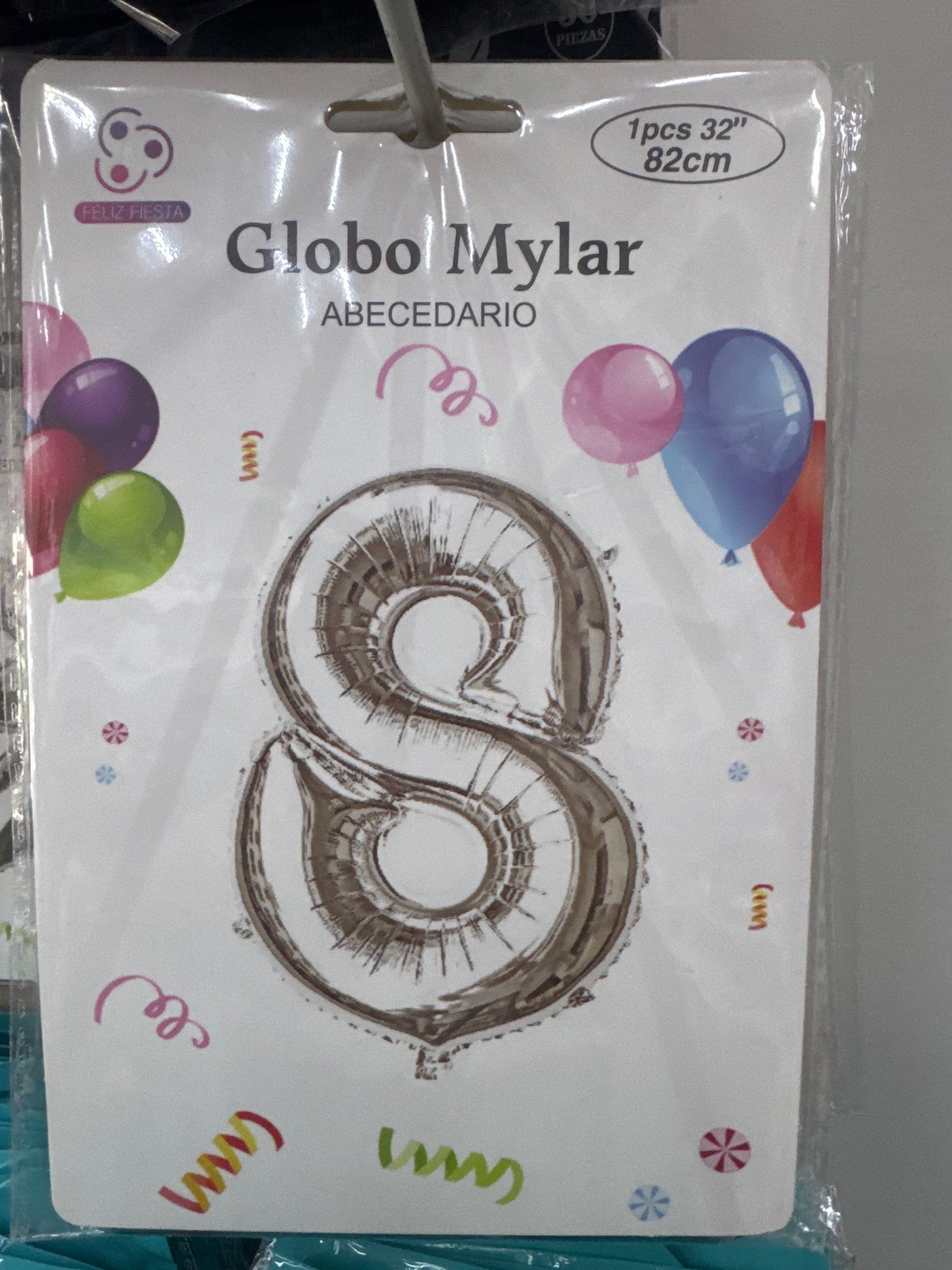 GLOBO NÚMERO 8 32” plata