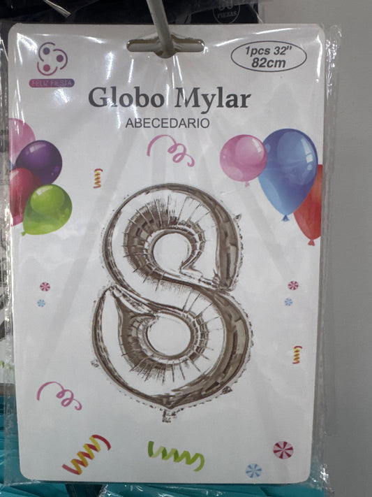 GLOBO NÚMERO 8 32” plata