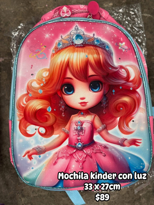 Mochila kinder 33x27cm princesa/rosa