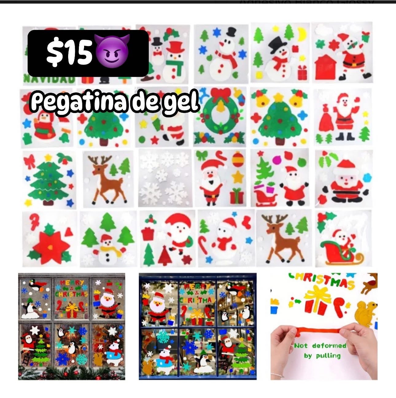 Pegatina de gel navideña