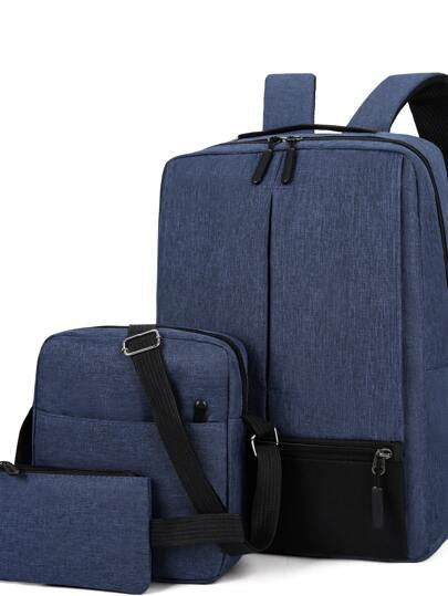 Mochila juvenil 3 piezas AZUL