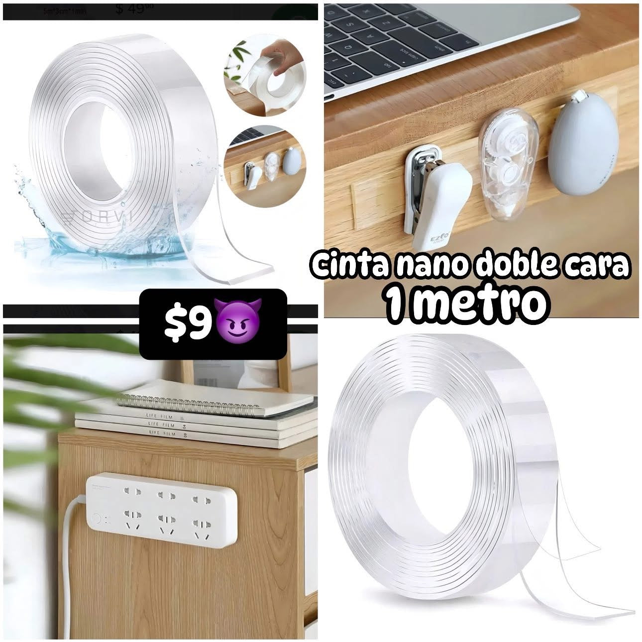 Cinta nano doble cara 1 metro