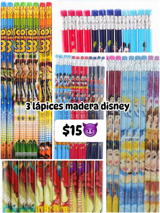LAPIZ MADERA DISNEY 3 PIEZAS NIÑO