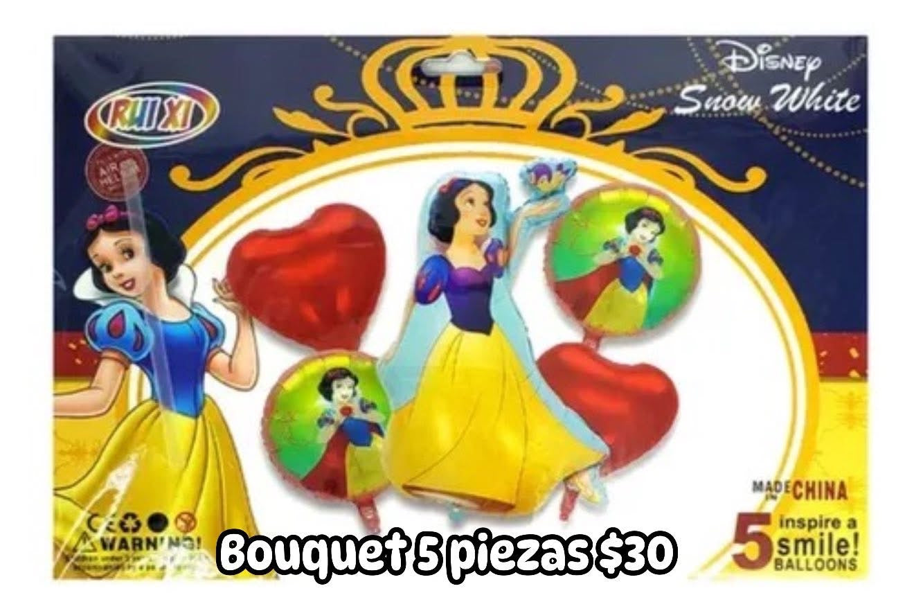 Bouquet 5 globos blancanieves