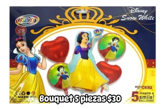 Bouquet 5 globos blancanieves