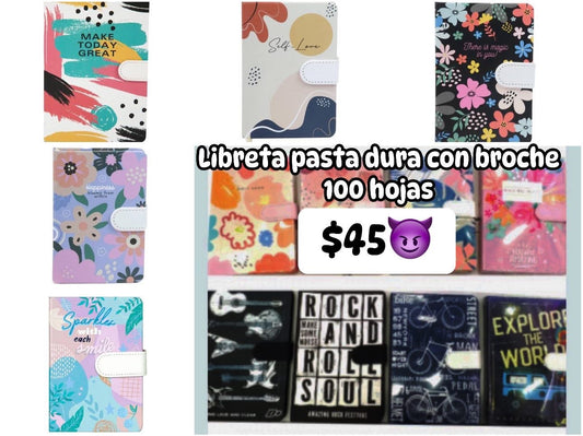 Libreta pasta dura con broche