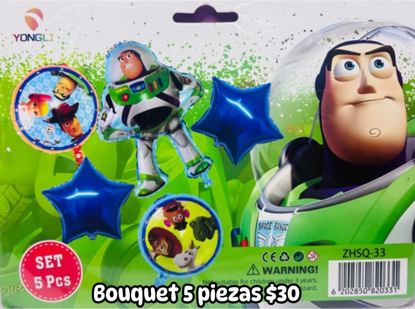 Bouquet 5 globos buzz lightyear toy story