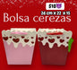 Bolsa regalo san Valentín cereza y corazón