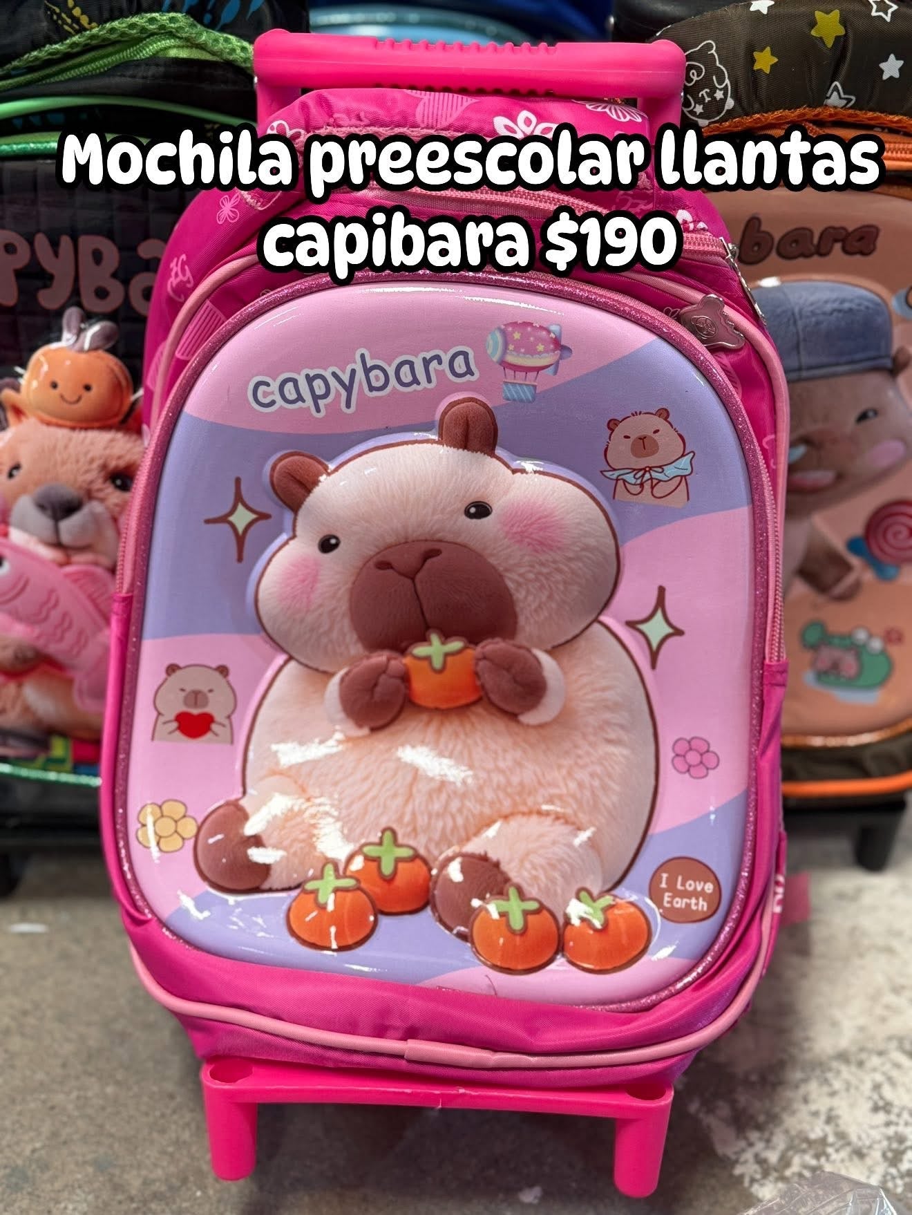 Mochila capibara llanta naranjas