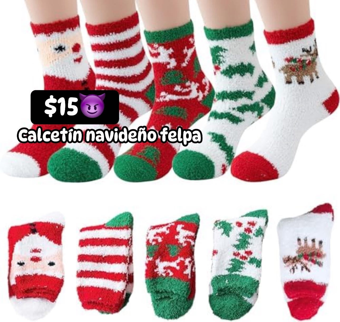 Calceta navideña felpa