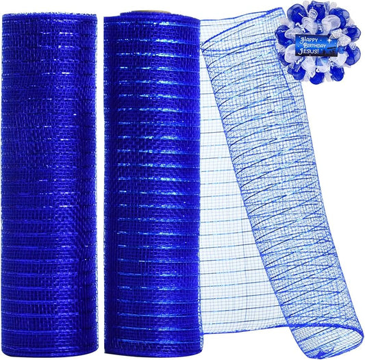 MALLA FLORAL AZUL METALICO