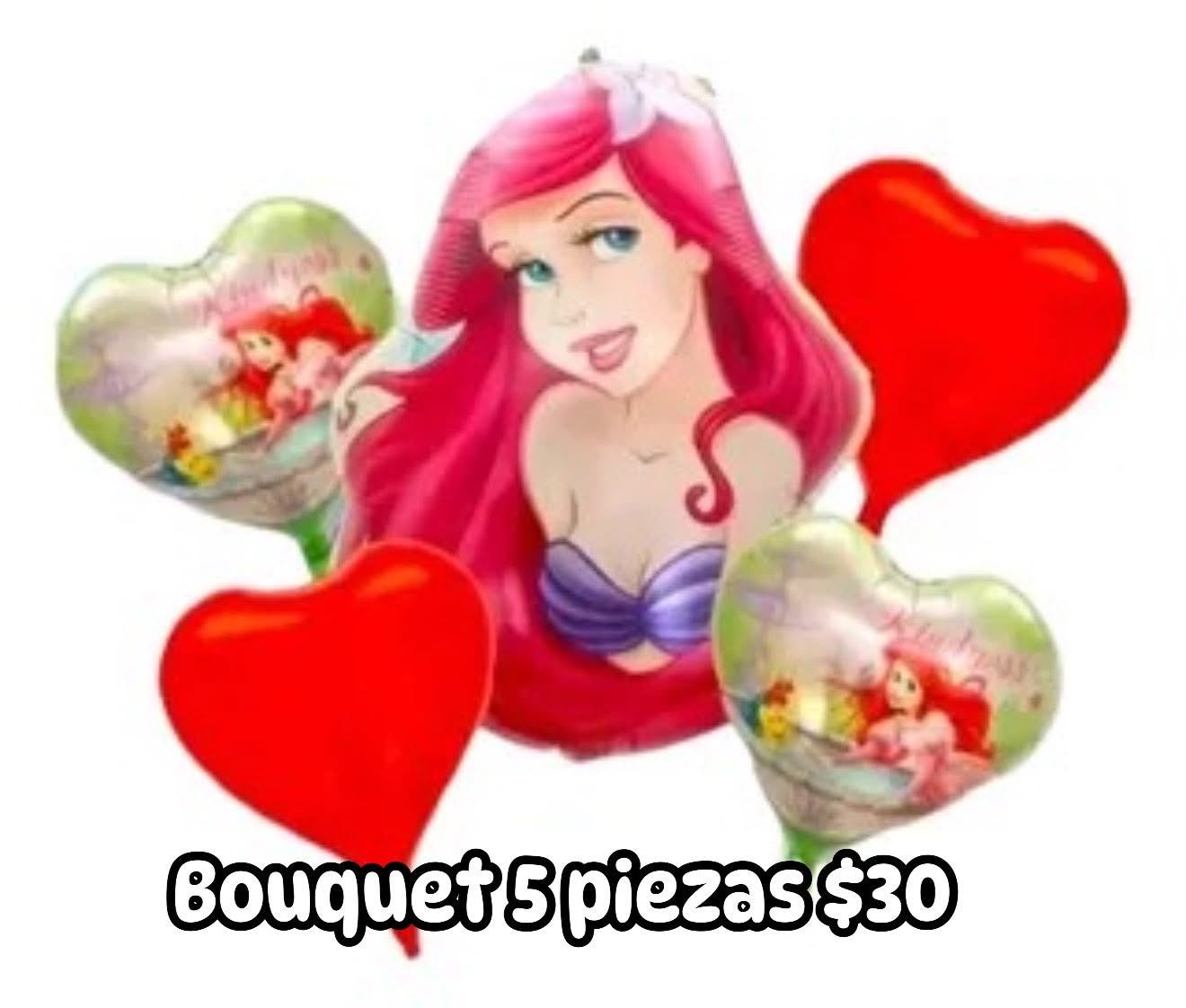 Bouquet 5 globos sirenita