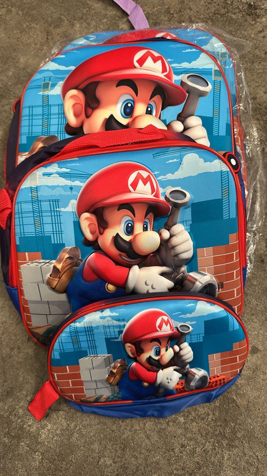 MOCHILA TRIPLE PREESCOLAR MARIO BROS