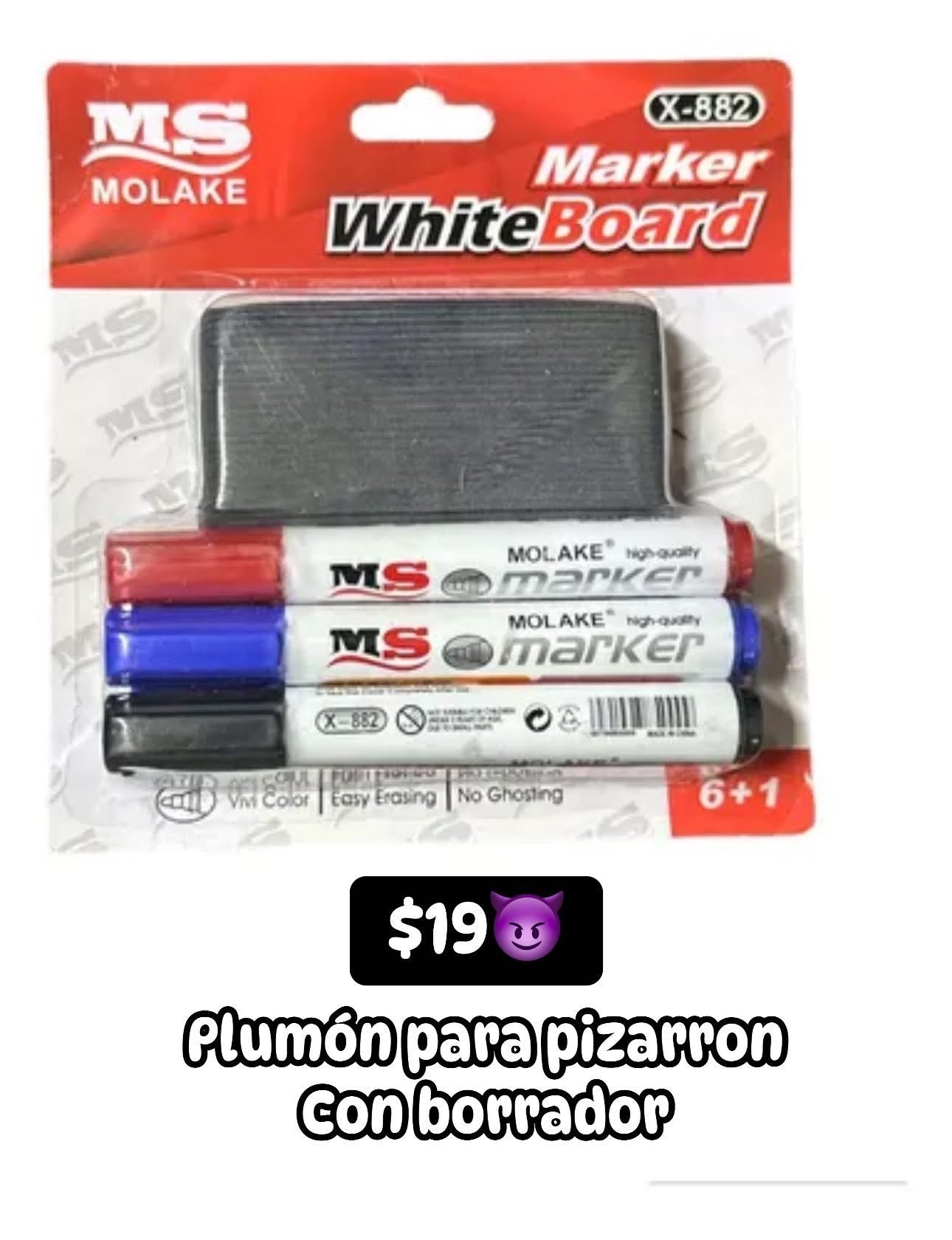 Plumones para pizarron con borrador